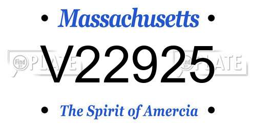 V22925 Massachusetts License Plate