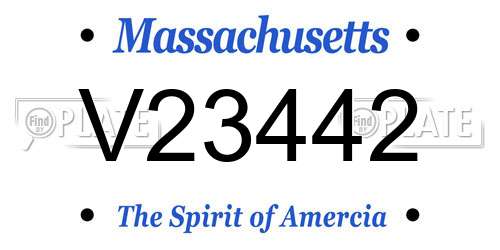 V23442 Massachusetts License Plate