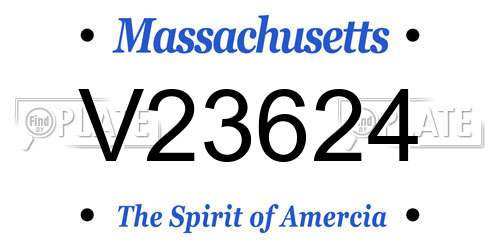 V23624 Massachusetts License Plate