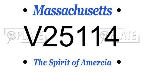 V25114 Massachusetts License Plate