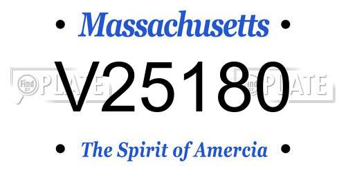 V25180 Massachusetts License Plate