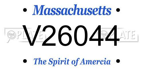 V26044 Massachusetts License Plate