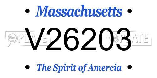 V26203 Massachusetts License Plate