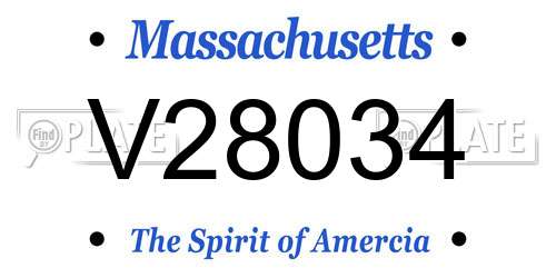 V28034 Massachusetts License Plate