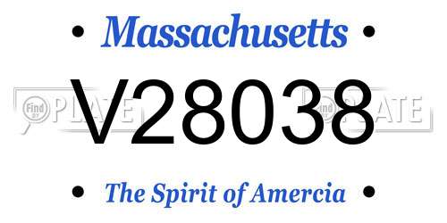 V28038 Massachusetts License Plate