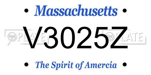 V3025Z Massachusetts License Plate
