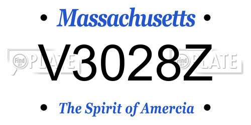 V3028Z Massachusetts License Plate