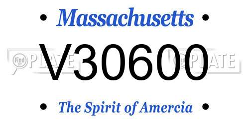V30600 Massachusetts License Plate
