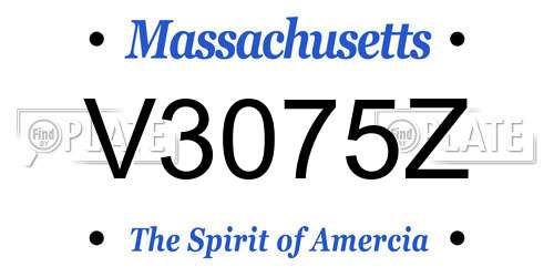 V3075Z Massachusetts License Plate