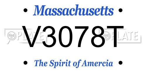 V3078T Massachusetts License Plate