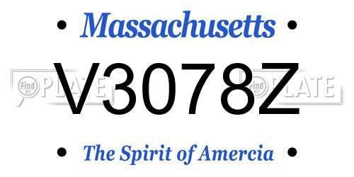 V3078Z Massachusetts License Plate