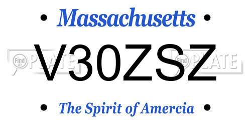 V30ZSZ Massachusetts License Plate
