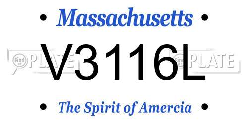 V3116L Massachusetts License Plate