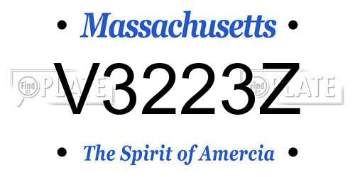 V3223Z Massachusetts License Plate