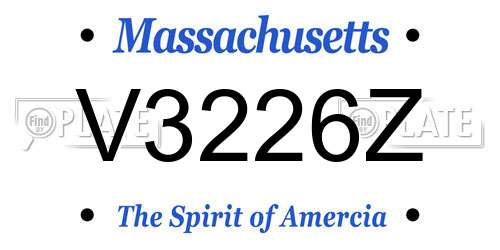 V3226Z Massachusetts License Plate