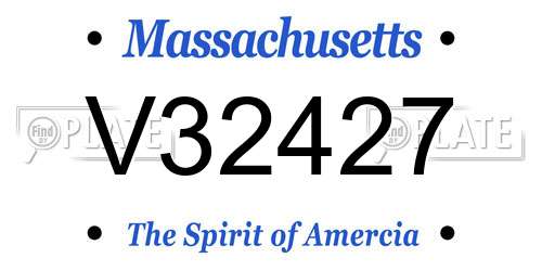 V32427 Massachusetts License Plate