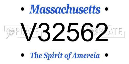 V32562 Massachusetts License Plate