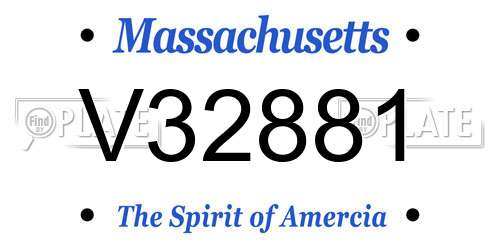 V32881 Massachusetts License Plate