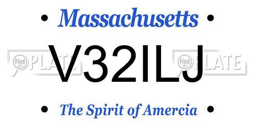 V32ILJ Massachusetts License Plate