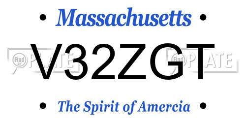 V32ZGT Massachusetts License Plate