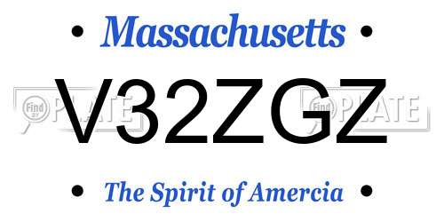 V32ZGZ Massachusetts License Plate