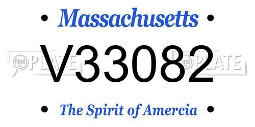 V33082 Massachusetts License Plate