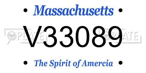 V33089 Massachusetts License Plate