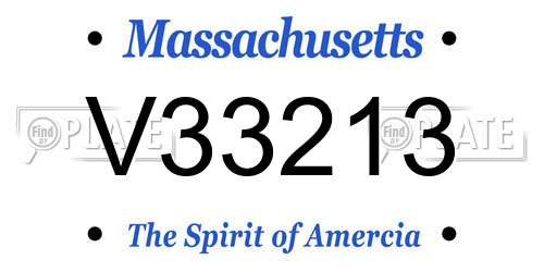 V33213 Massachusetts License Plate
