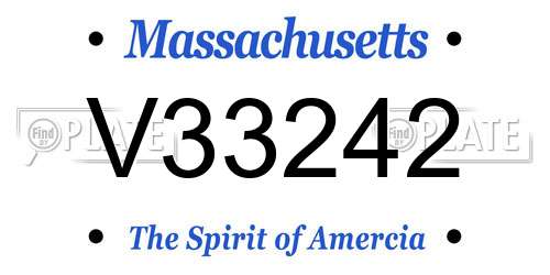 V33242 Massachusetts License Plate