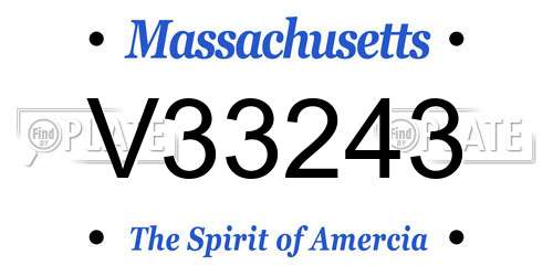 V33243 Massachusetts License Plate