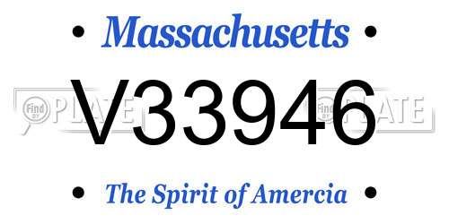 V33946 Massachusetts License Plate