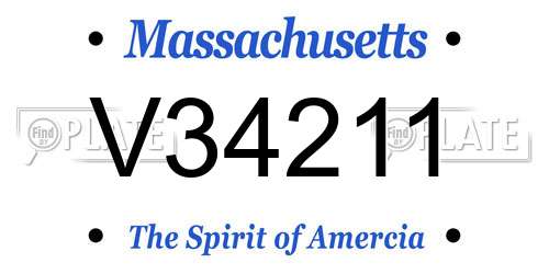 V34211 Massachusetts License Plate