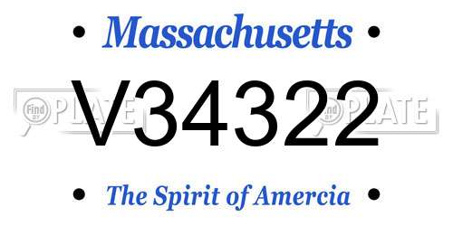 V34322 Massachusetts License Plate