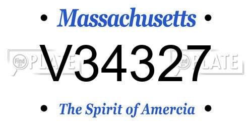 V34327 Massachusetts License Plate