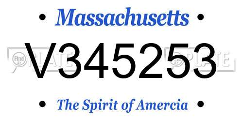 V345253 Massachusetts License Plate