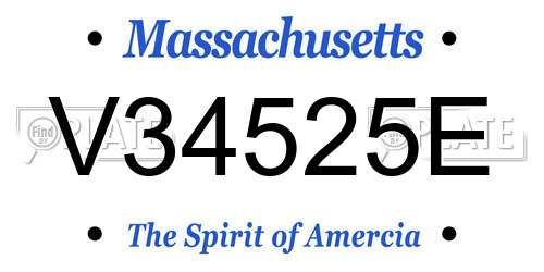 V34525E Massachusetts License Plate