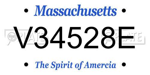 V34528E Massachusetts License Plate