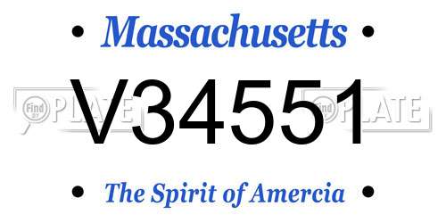 V34551 Massachusetts License Plate