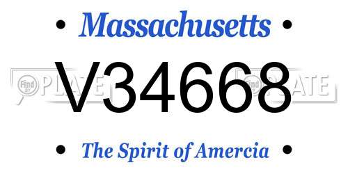 V34668 Massachusetts License Plate