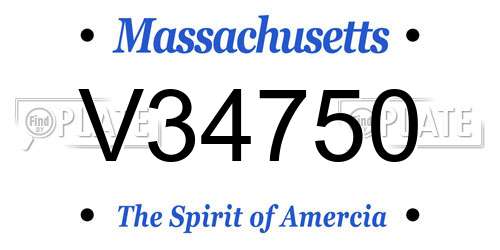 V34750 Massachusetts License Plate