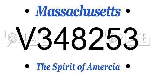 V348253 Massachusetts License Plate