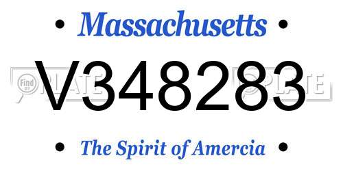 V348283 Massachusetts License Plate