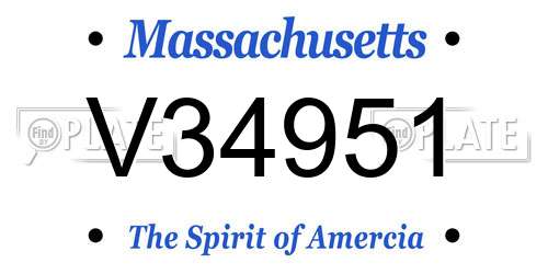 V34951 Massachusetts License Plate