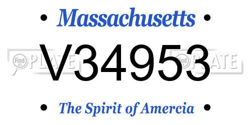 V34953 Massachusetts License Plate