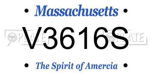 V3616S Massachusetts License Plate
