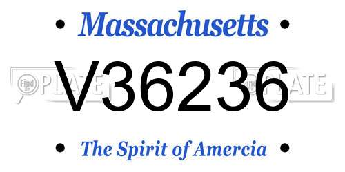V36236 Massachusetts License Plate