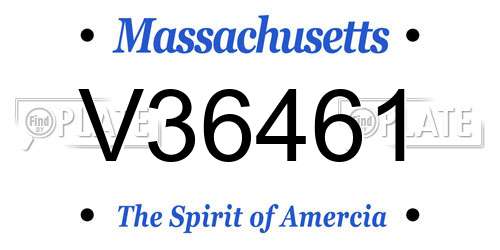 V36461 Massachusetts License Plate