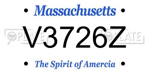 V3726Z Massachusetts License Plate