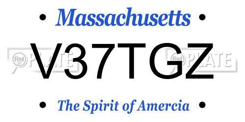 V37TGZ Massachusetts License Plate