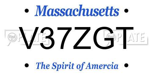 V37ZGT Massachusetts License Plate